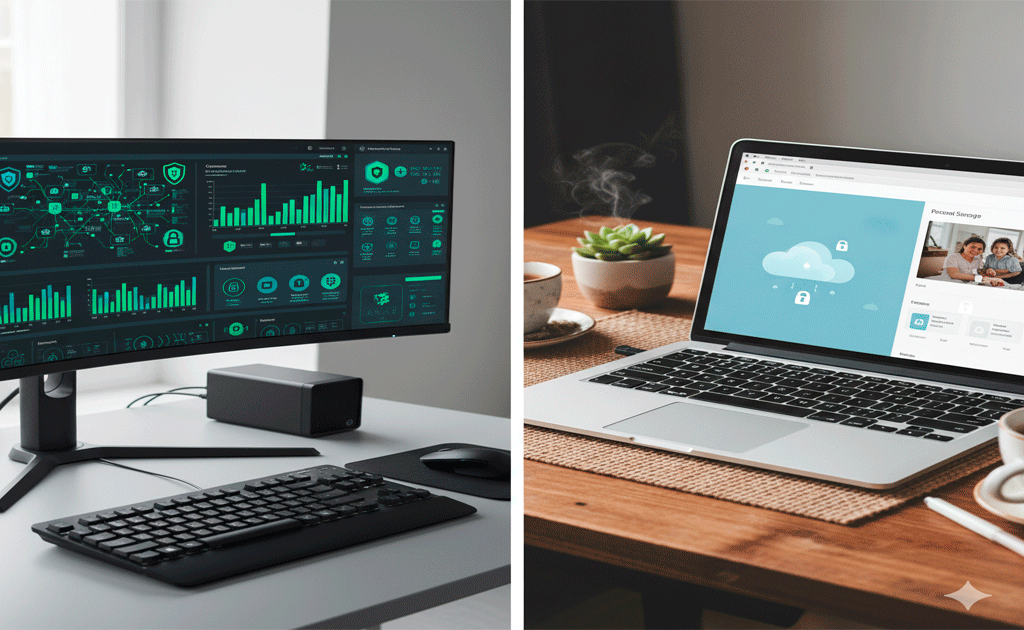 Comparación entre hardware y software de oficina y hogar