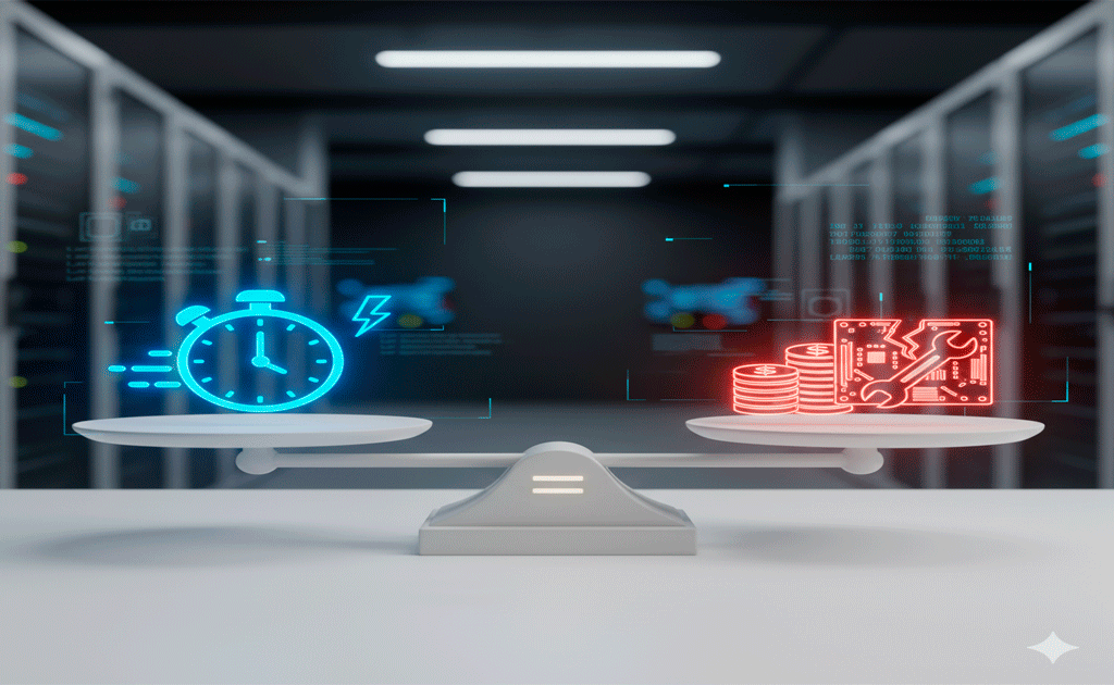 Comparación visual entre tiempo de espera y costos de reparación.