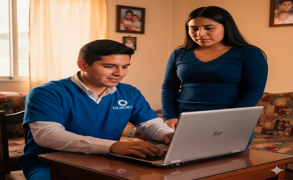 Técnico de OLISOFT asesorando a un emprendedor