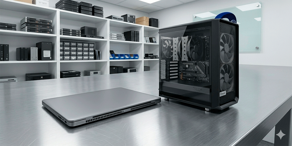 Comparación entre laptop y PC de escritorio en relación con la ventilación.